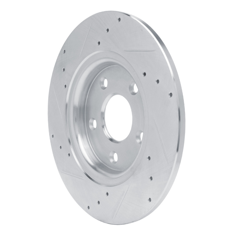 Chrysler Town & Country Brake Rotor (1) - Rear Right - R1 Concepts - Drilled & Slotted - Silver - `12-`20